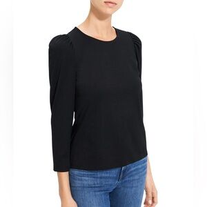 [THEORY] Ruched Long-Sleeve T-Shirt in Black